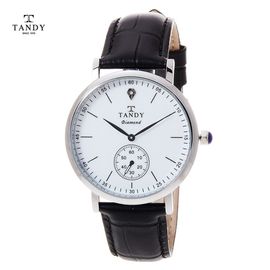 [TANDY] Diamond Men Leather Watch DIA-1902M – Real Diamond Index, Precisely Cut Die-Cast Glass, Timeless Design for the Modern Gentleman